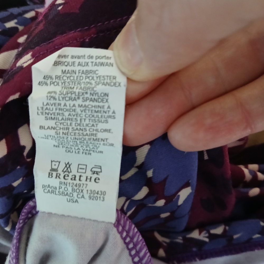 Prana Dress Women's Size Medium Black Purple Active Floral Shelf Bra Racerback - Picture 8 of 12